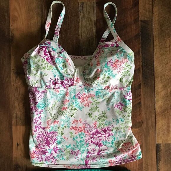 Lands End SZ 6 bottom 8 DD top Tankini Swimsuit 2pc underwire green - Picture 2 of 9